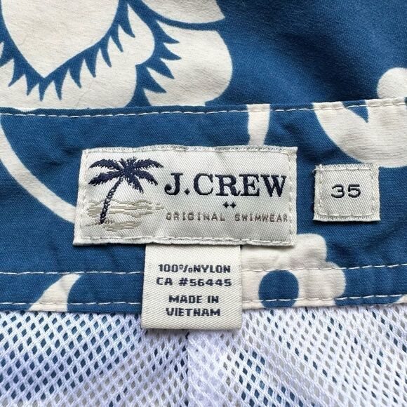 🔃J. Crew Men’s Blue Flower Printed Board Shorts Swim Trunks - Picture 6 of 8